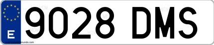 Ejemplo de matrícula española 9028 DMS