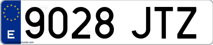 Ejemplo de matrícula de coche ordinaria 9028 JTZ