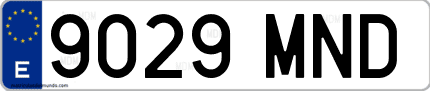 Ejemplo de matrícula de coche ordinaria 9029 MND