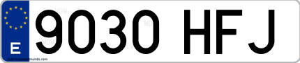 Ejemplo de matrícula de coche ordinaria 9030 HFJ