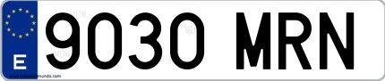 Ejemplo de matrícula española 9030 MRN