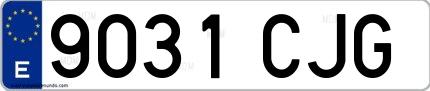 Ejemplo de matrícula de coche ordinaria 9031 CJG
