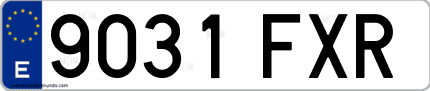 Ejemplo de matrícula de coche ordinaria 9031 FXR