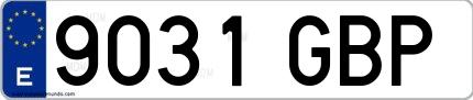 Ejemplo de matrícula española 9031 GBP