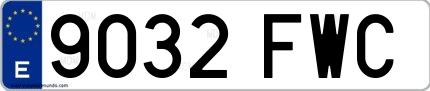 Ejemplo de matrícula española 9032 FWC