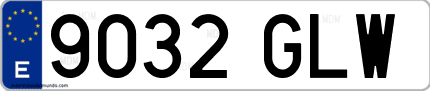 Ejemplo de matrícula de coche ordinaria 9032 GLW