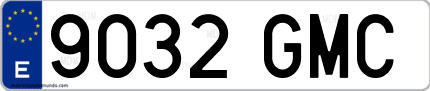 Ejemplo de matrícula de coche ordinaria 9032 GMC