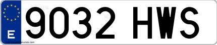Ejemplo de matrícula española 9032 HWS