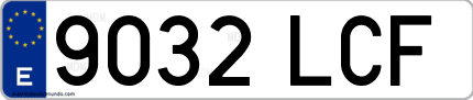 Ejemplo de matrícula de coche ordinaria 9032 LCF