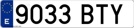 Ejemplo de matrícula española 9033 BTY