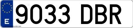 Ejemplo de matrícula de coche ordinaria 9033 DBR