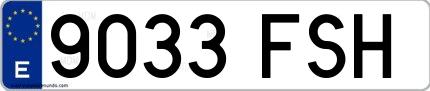 Ejemplo de matrícula española 9033 FSH