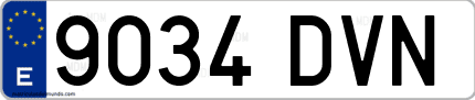 Ejemplo de matrícula de coche ordinaria 9034 DVN