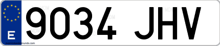 Ejemplo de matrícula de coche ordinaria 9034 JHV