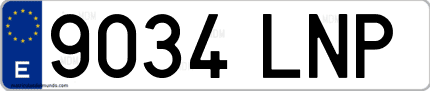Ejemplo de matrícula de coche ordinaria 9034 LNP