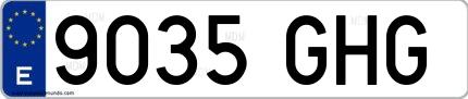 Ejemplo de matrícula española 9035 GHG