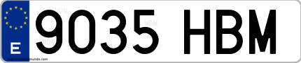 Ejemplo de matrícula de coche ordinaria 9035 HBM