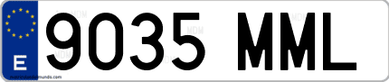 Ejemplo de matrícula de coche ordinaria 9035 MML