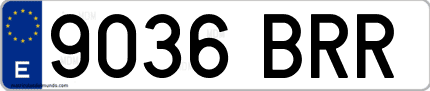 Ejemplo de matrícula de coche ordinaria 9036 BRR