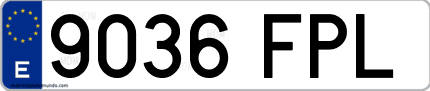 Ejemplo de matrícula de coche ordinaria 9036 FPL