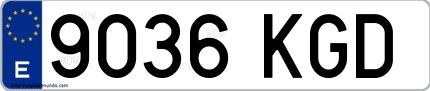 Ejemplo de matrícula española 9036 KGD