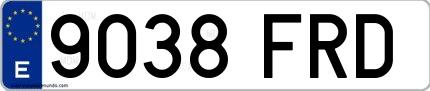 Ejemplo de matrícula española 9038 FRD