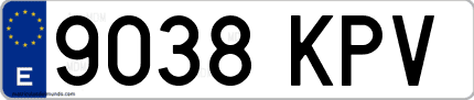 Ejemplo de matrícula de coche ordinaria 9038 KPV