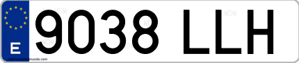 Ejemplo de matrícula de coche ordinaria 9038 LLH