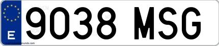 Ejemplo de matrícula española 9038 MSG