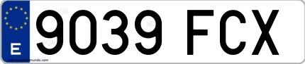 Ejemplo de matrícula española 9039 FCX