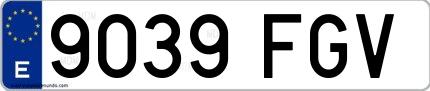 Ejemplo de matrícula de coche ordinaria 9039 FGV