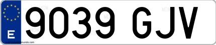 Ejemplo de matrícula española 9039 GJV