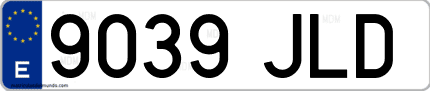Ejemplo de matrícula de coche ordinaria 9039 JLD