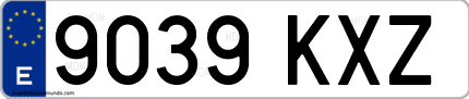 Ejemplo de matrícula de coche ordinaria 9039 KXZ