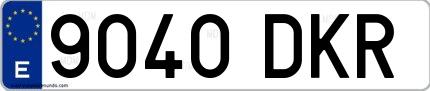 Ejemplo de matrícula española 9040 DKR