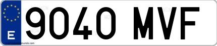 Ejemplo de matrícula española 9040 MVF