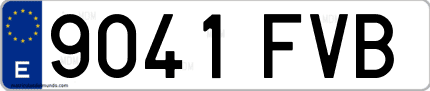 Ejemplo de matrícula de coche ordinaria 9041 FVB