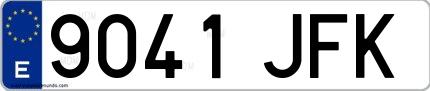 Ejemplo de matrícula española 9041 JFK