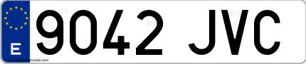 Ejemplo de matrícula de coche ordinaria 9042 JVC