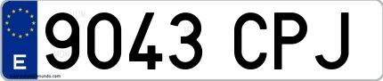 Ejemplo de matrícula española 9043 CPJ
