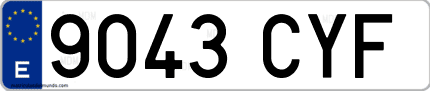 Ejemplo de matrícula de coche ordinaria 9043 CYF