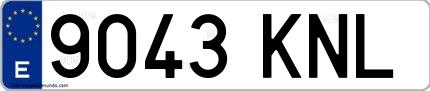 Ejemplo de matrícula española 9043 KNL