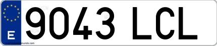 Ejemplo de matrícula española 9043 LCL
