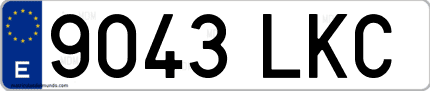 Ejemplo de matrícula de coche ordinaria 9043 LKC