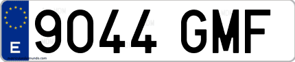 Ejemplo de matrícula de coche ordinaria 9044 GMF