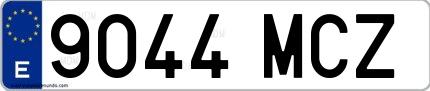 Ejemplo de matrícula española 9044 MCZ