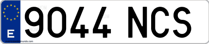 Ejemplo de matrícula de coche ordinaria 9044 NCS