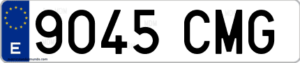 Ejemplo de matrícula de coche ordinaria 9045 CMG