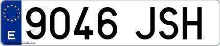 Ejemplo de matrícula española 9046 JSH