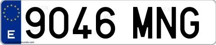 Ejemplo de matrícula española 9046 MNG